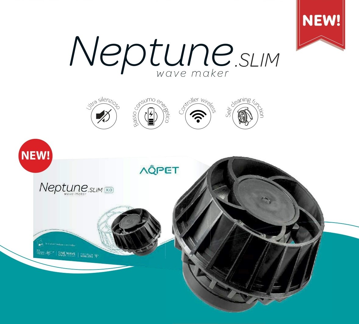 AQPET POMPA DI MOVIMENTO NEPTUNE SLIM WAVE MAKER 13.0 PER ACQUARI FINO A 150 CM