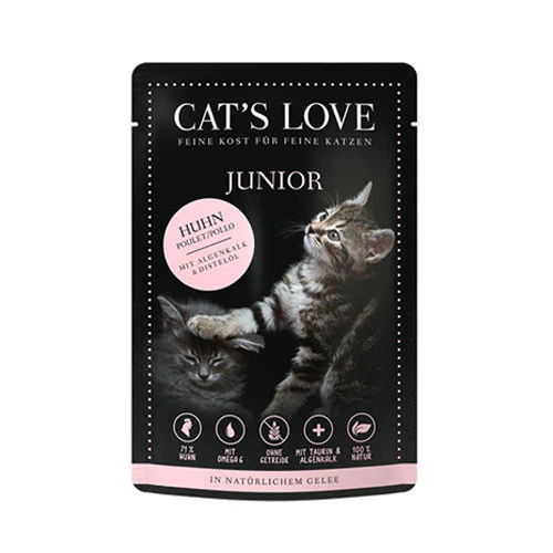 Cat's Love Umido Gatto Bustine Junior Pollo con Alghe Marine