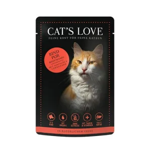Cat's Love Umido Gatto Bustine Adult Manzo con Tarassaco
