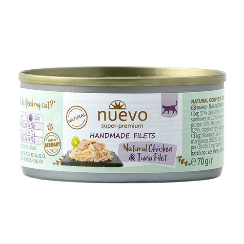 Nuevo Filetti di Pollo e Tonno AL NATURALE Umido Gatto