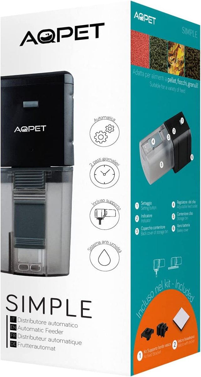 Aqpet Simple Mangiatoia Automatica Distributore Automatico Mangime per Acquari OFFERTA PER 48H AFFRETTATEVI