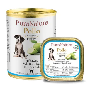 Pura Natura Dalla Grana umido PATE' cane Puppy pollo mele e echinacea