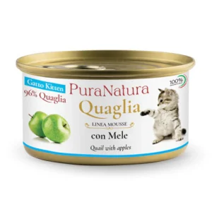 Pura Natura Dalla Grana umido MOUSSE gatto kitten quaglia e mela 85g