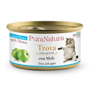 Pura Natura Dalla Grana umido MOUSSE gatto kitten trota e mela 85g