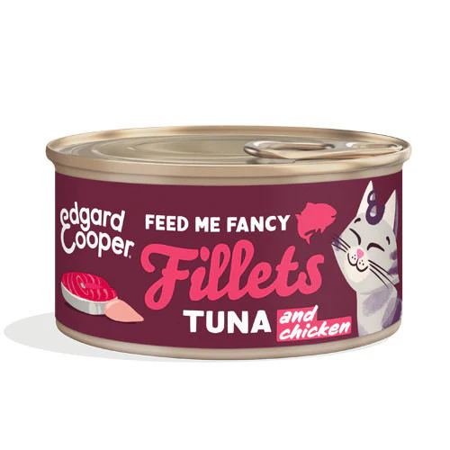 Edgard & Cooper Umido Gatto SFILACCETTI di Tonno Fresco e POLLO in Brodo di Pesce