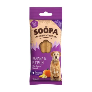 Soopa Dental sticks Banana e Zucca Snack per Cani ANZIANI