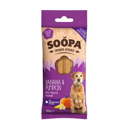 Soopa Dental sticks Banana e Zucca Snack per Cani ANZIANI