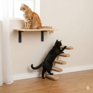 Tiragraffi da parete in legno – scala per gatti