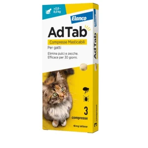 AdTab - Elanco - 3 Compresse Antiparassitarie Masticabili Per Gatti 2 - 8 kg