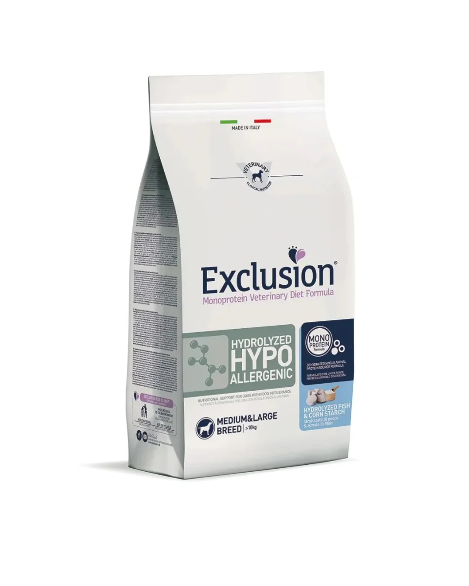 Exclusion - Diet Hydrolized Hypo Adult Medium Breed Pesce e Amido di Mais 2kg