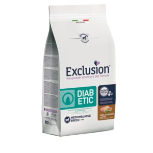 Exclusion - Veterinary Diet Diabetic Medium e Large - Maiale Sorgo e Piselli 2kg