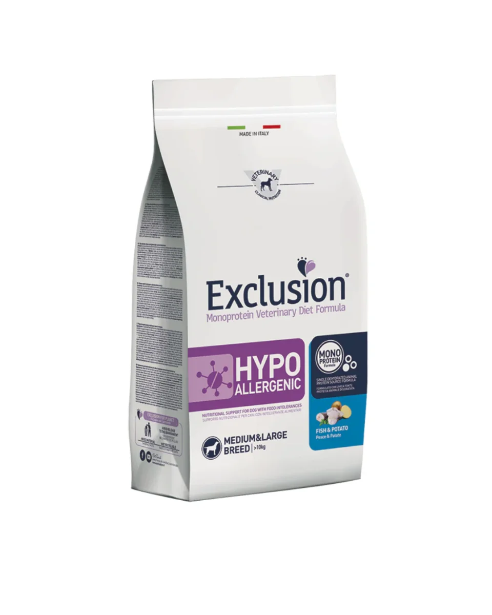 Exclusion - Veterinary Diet Hypoallergenic Adult Medium e Large - Pesce e Patate 12kg - immagine 2