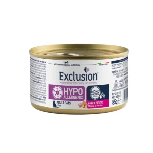 Exclusion Veterinary Diet Gatto - Hypoallergenic Maiale e Patate Patè 85 gr