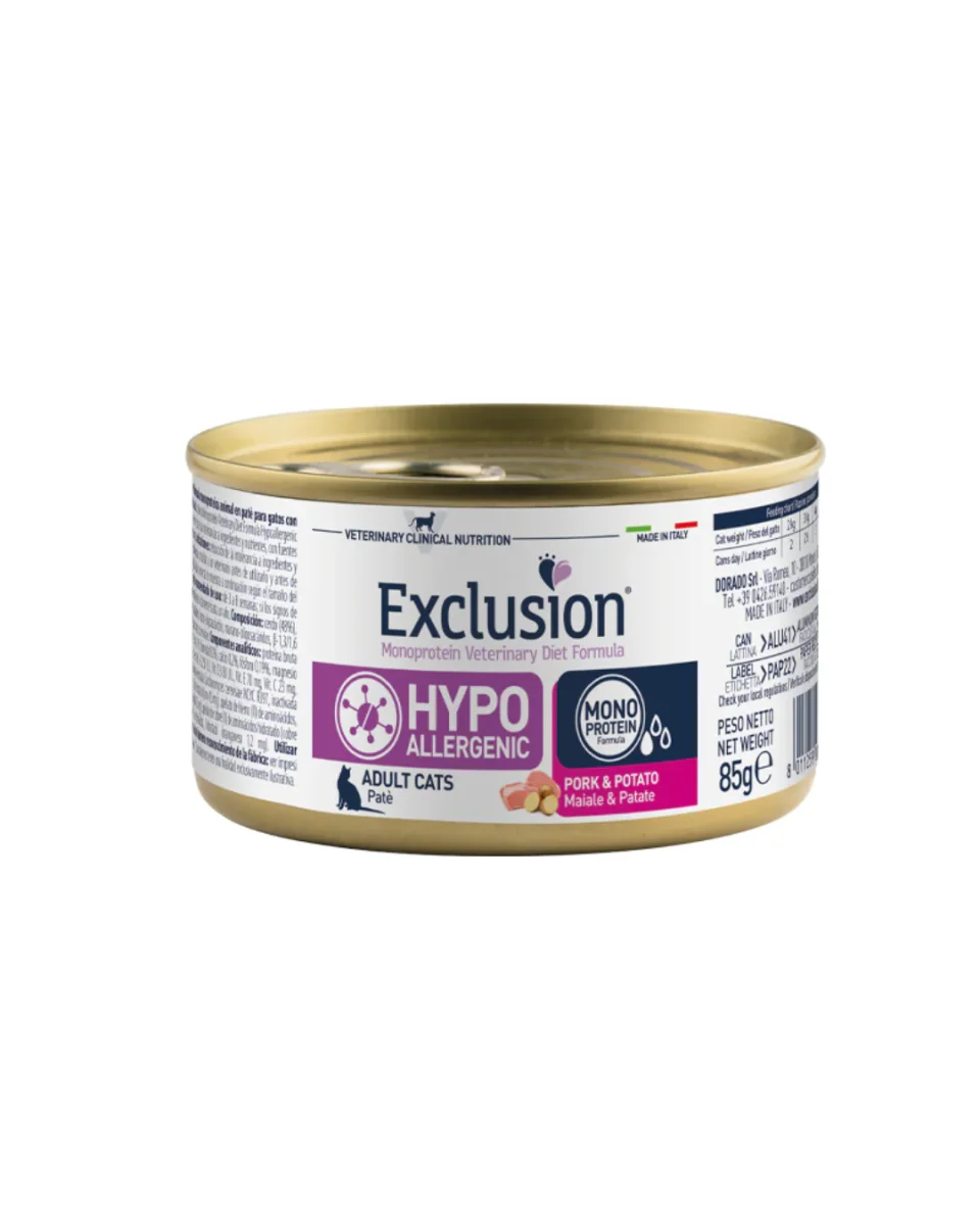Exclusion Veterinary Diet Gatto - Hypoallergenic Maiale e Patate Patè 85 gr - immagine 2
