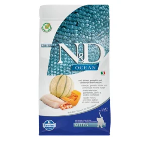 Farmina - N&D - Ocean Gatto Kitten - Merluzzo , Gamberi , Zucca e Melone 1,5 kg