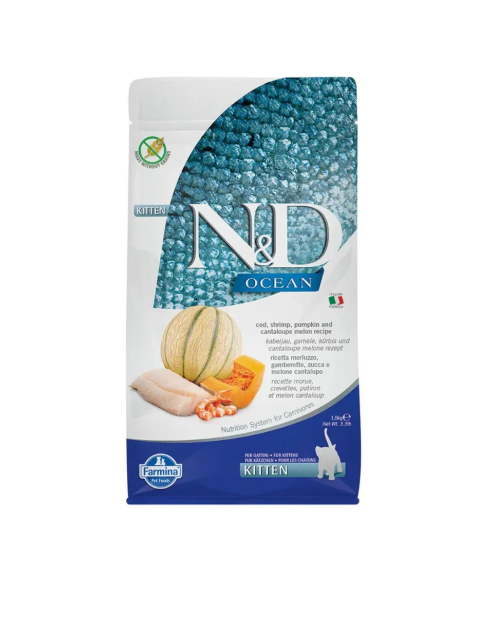 Farmina - N&D - Ocean Gatto Kitten - Merluzzo , Gamberi , Zucca e Melone 1,5 kg - immagine 2