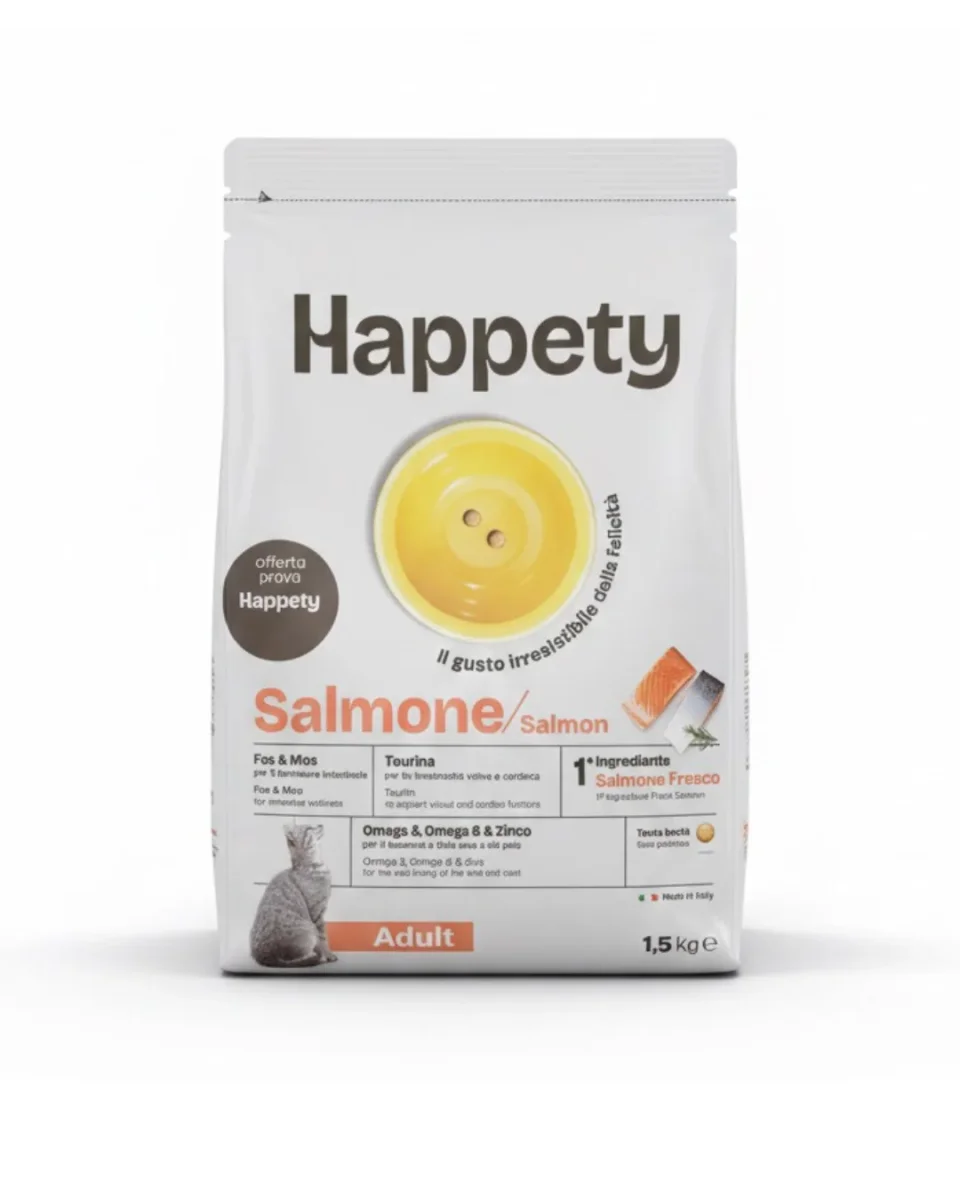 HAPPETY - Dry Cat Adult Salmone 1,5kg