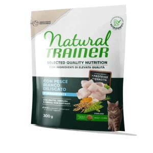 Natural Trainer - Selected Quality Nutrition per Gatti Aduti Sterilizzati - Pesce Bianco da 300g