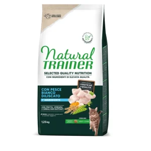Natural Trainer - Selected Quality Nutrition per Gatti Adulti Sterilizzati - Pesce Bianco da 1,25 kg