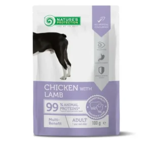 Nature's Protection - Pouch Adult Dog Multi Benefit - Cibo Umido in Bustina - Agnello e Pollo 100 gr