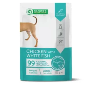 Nature's Protection - Pouch Adult Dog Weight Control - Cibo Umido in Bustina - Pesce Azzurro e Pollo 100 gr