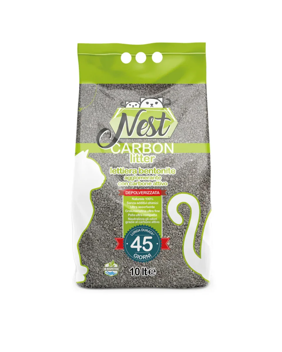 Nest - Lettiera Bentonite Depolverata Agglomerante - ai Carboni Attivi 10 Lt - immagine 2