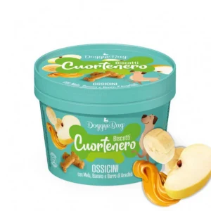 DoggyeBag CUORTENERO OSSICINI Con Mela Banana e Burro d'Arachidi Biscotti Per Cani