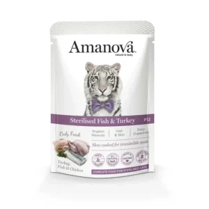 Amanova P12 Umido Gatto STERILISED Pesce Bianco e Tacchino