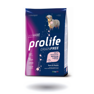 PROLIFE CANE GRAIN FREE SENS. ADULT Medium Large MAIALE & PATATE KG. 10