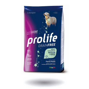 PROLIFE CANE GRAIN FREE SENS. ADULT Medium Large PESCE & PATATE KG. 10