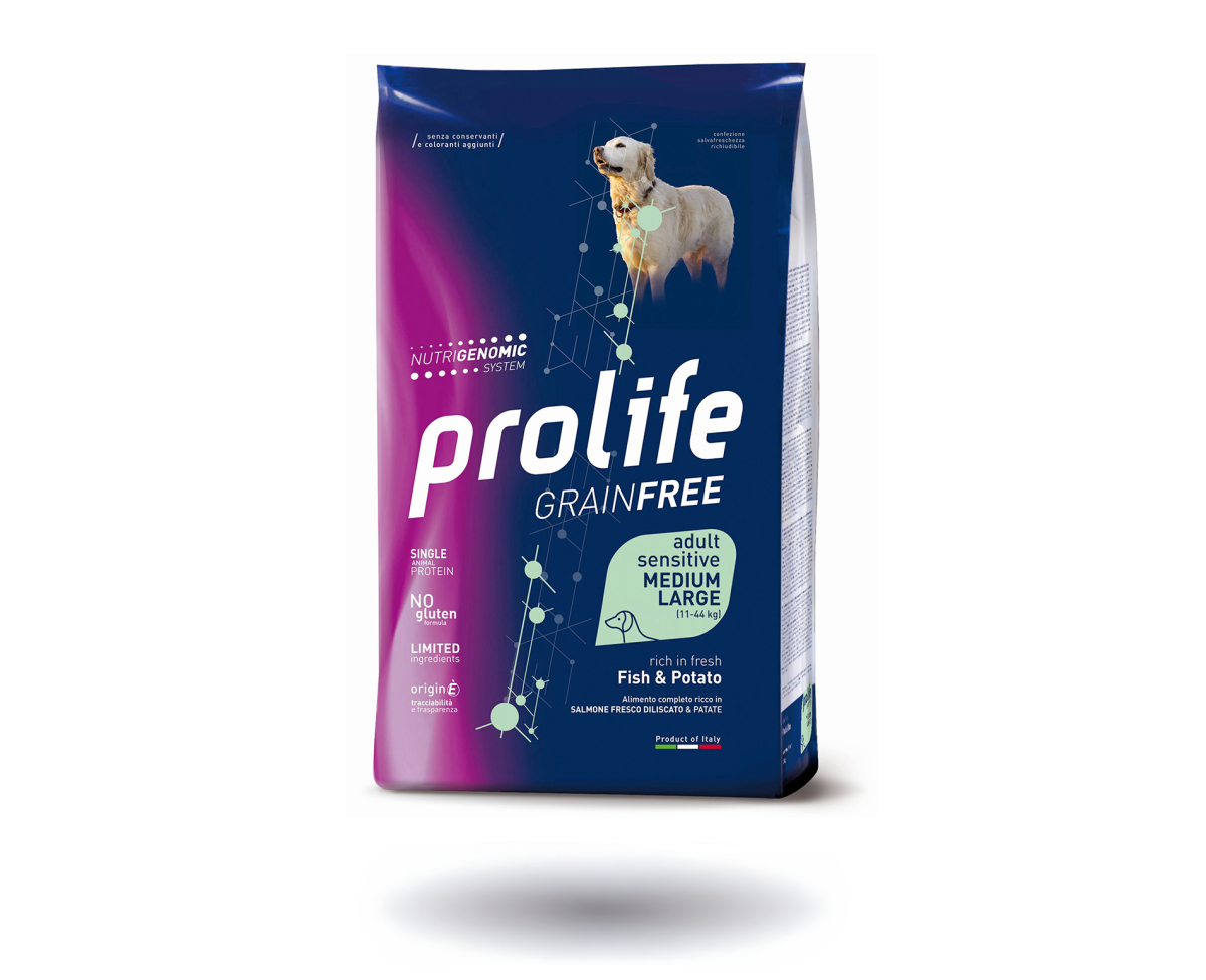 PROLIFE CANE GRAIN FREE SENS. ADULT Medium Large PESCE & PATATE KG. 10 - immagine 2