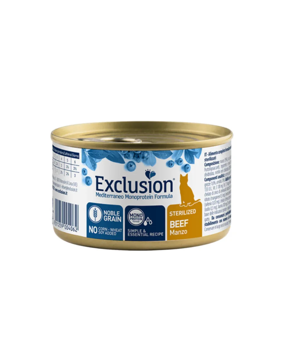 Exclusion - Monoproteico Noble Grain Gatto Sterilizzato - Manzo 85gr