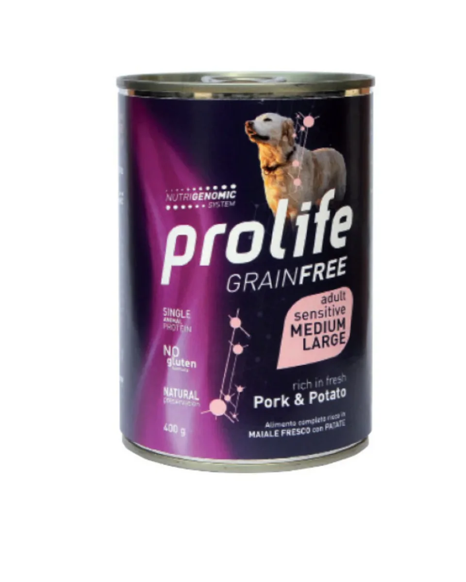 Prolife - Grain Free Sensitive Adult Medium Large - Maiale e Patate 400 g - immagine 2