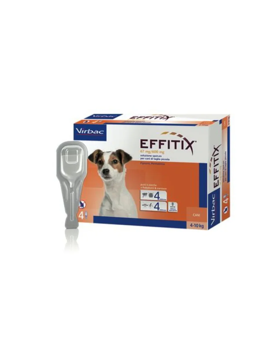 Virbac - Effitix Soluzione Spot-On per Cani Small da 4-10 Kg 4 Pipette da 1,1 ml