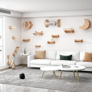 Tiragraffi da parete in legno (amaca, scala, tiragraffi) – aventureciel